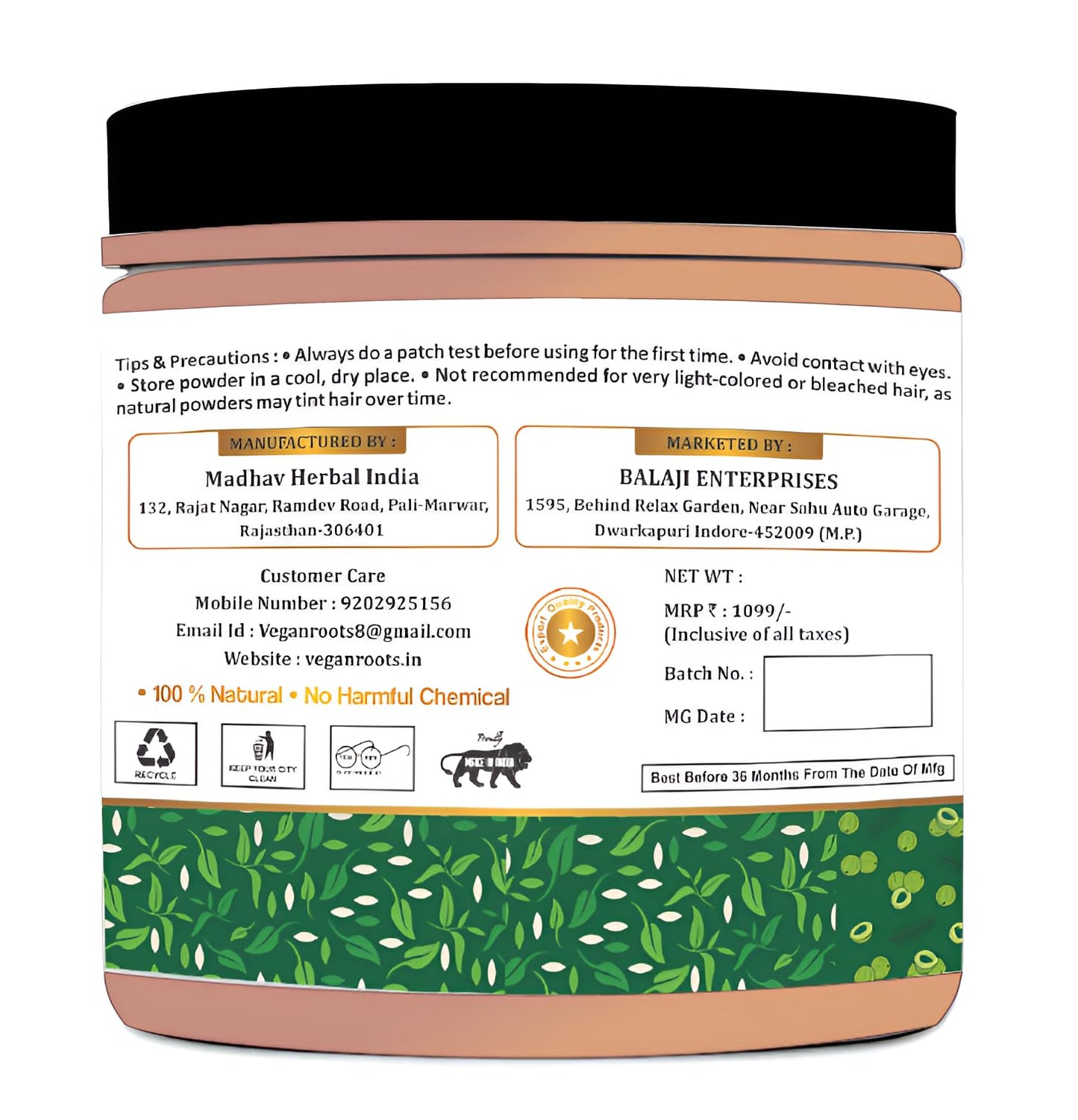 Herbal Hair Care Powder with Amla, Reetha, Shikakai & More - 250g