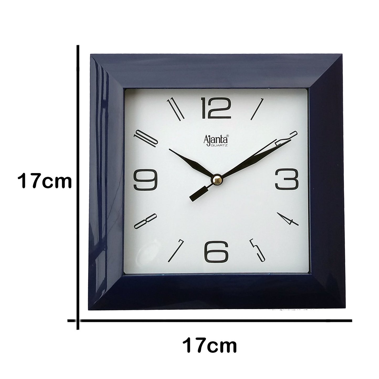 Ajanta Analog Wall Clock - Black Plastic Frame, 172mm x 172mm x 35mm
