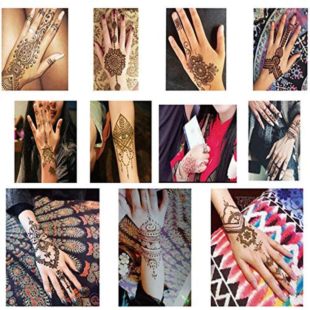 Henna Temporary Tattoo Stencil Kit, Black, Medium, 24 Pack