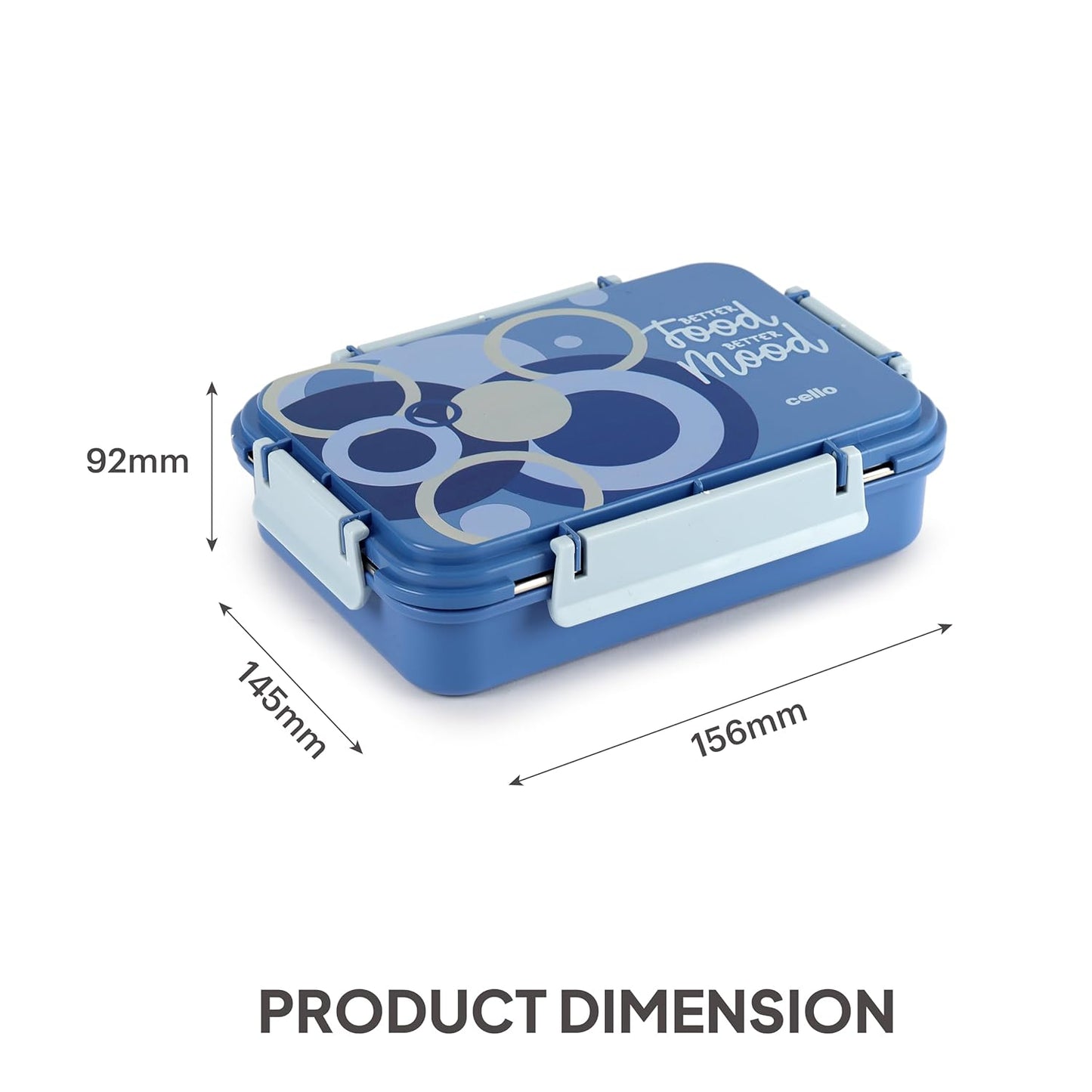 CELLO Zoom 3 Inner Steel Insulated Lunch Box, 915 ml, Light Blue