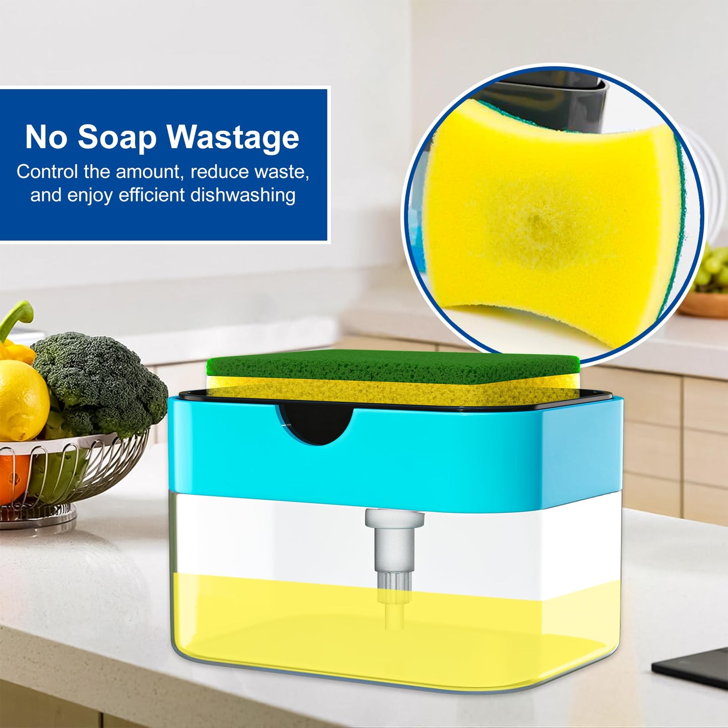 2-in-1 Soap Dispenser with Sponge Holder - 400 ML - Multi-Color