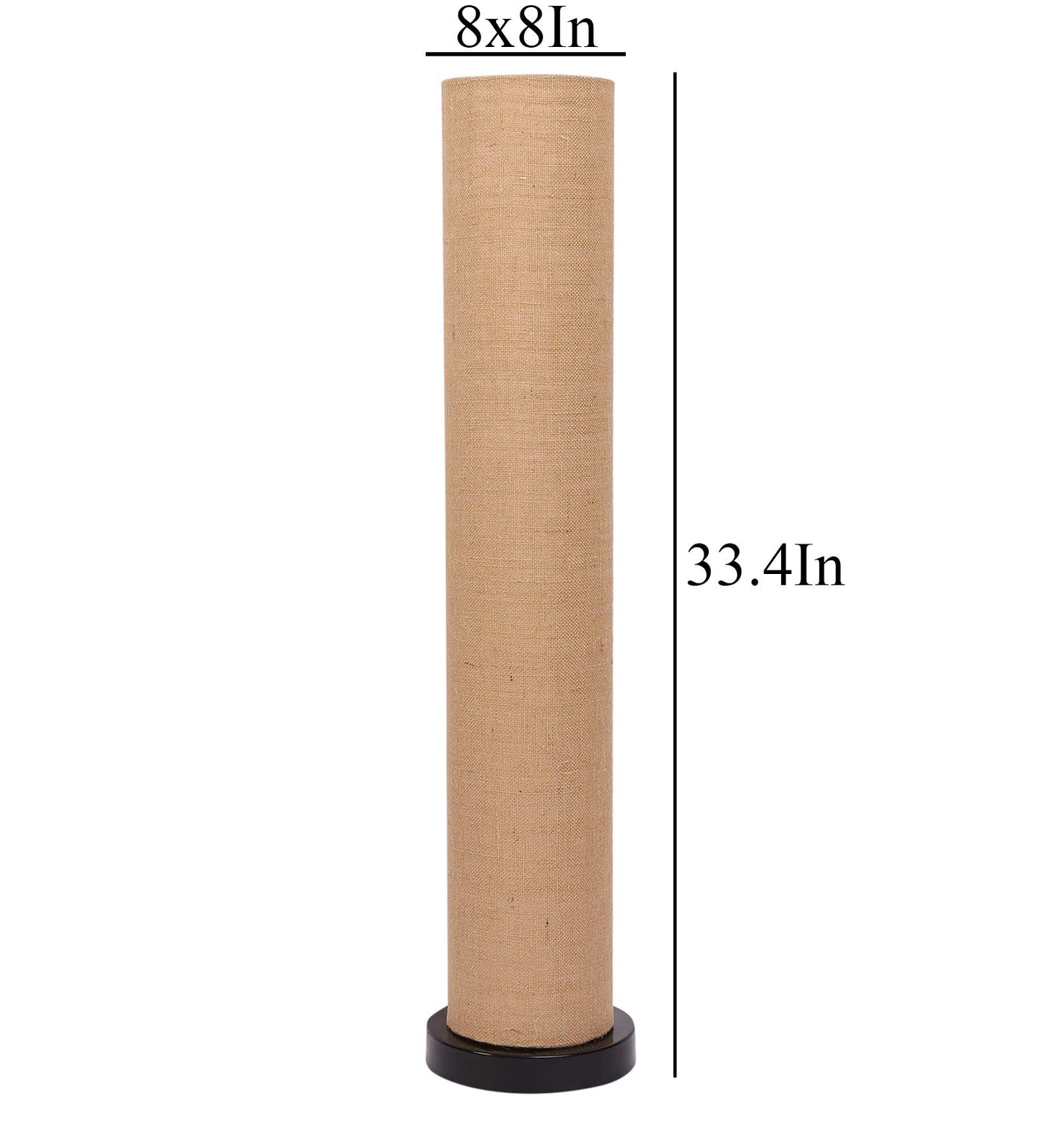 Jute Floor Lamp LED, Modern Iron Base, Beige Shade, Height 33 Inches