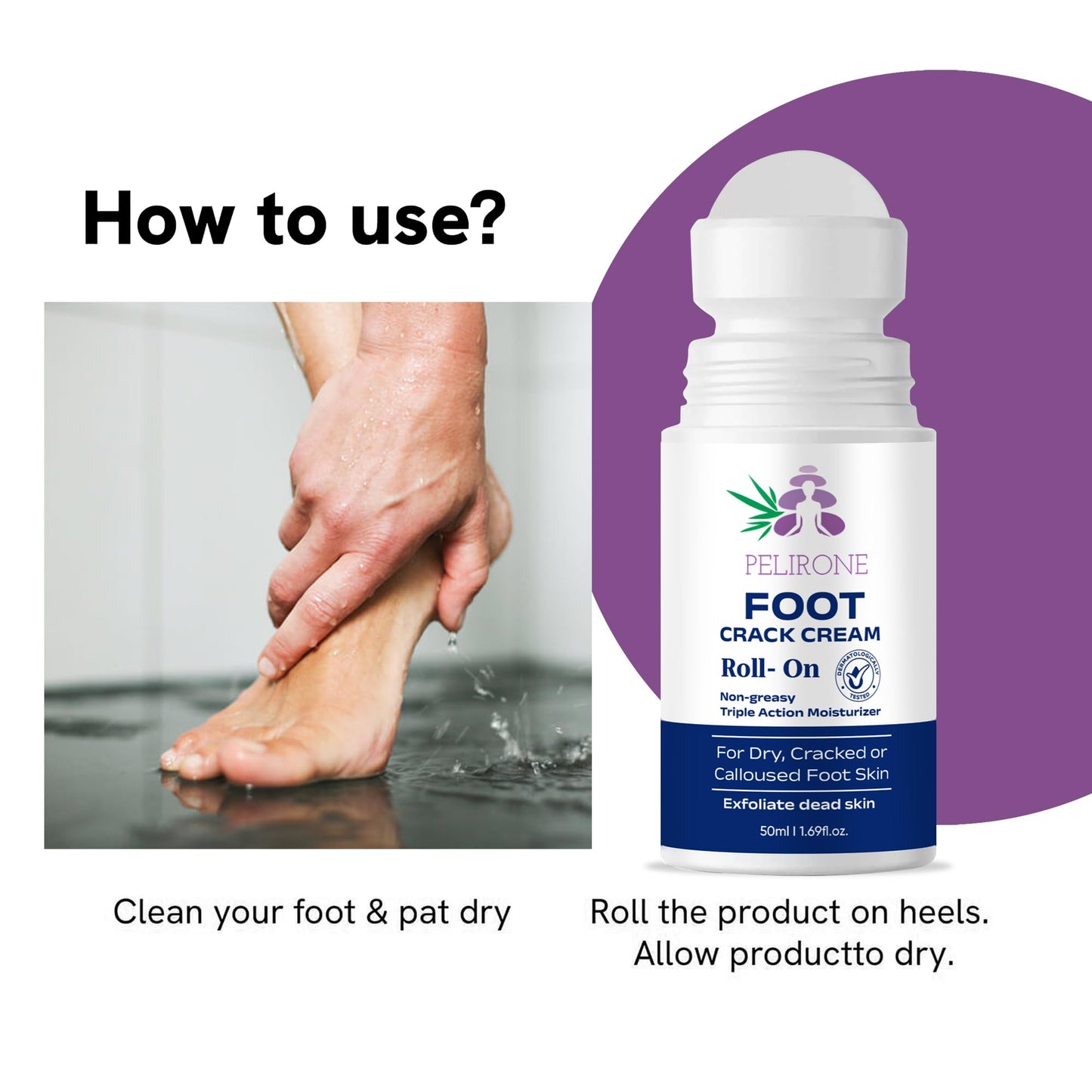 20% Urea Foot Cream Roll On 50ml for Dry, Cracked Heels