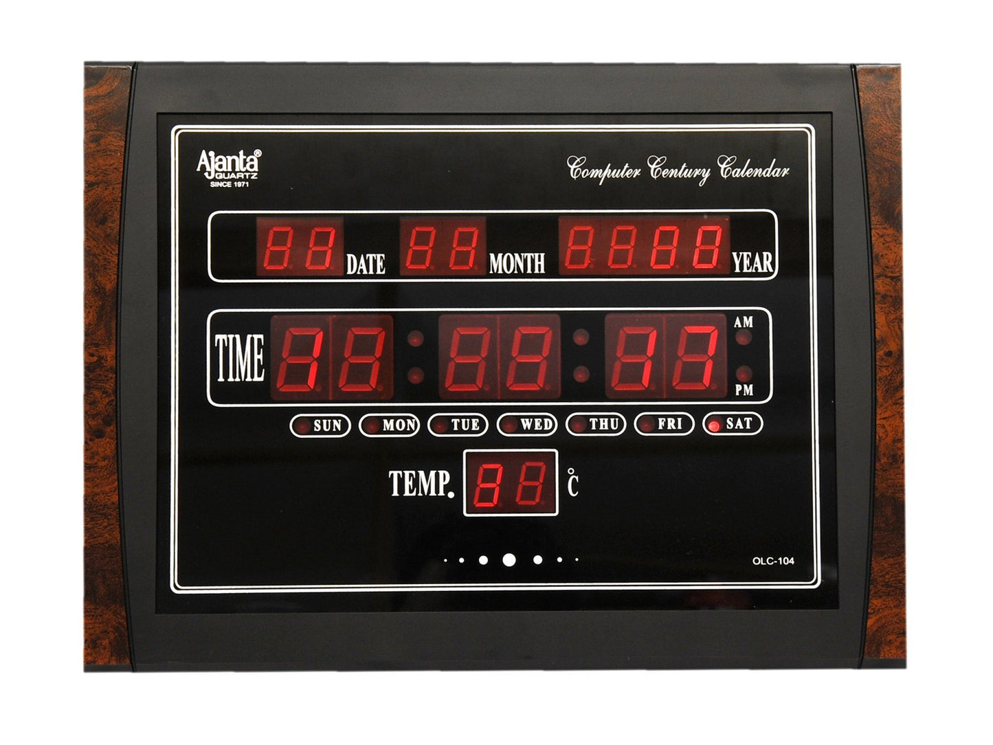 Digital Wall Clock with Calendar and Temperature - Red LED, 39.6 cm x 29.6 cm x 4.5 cm
