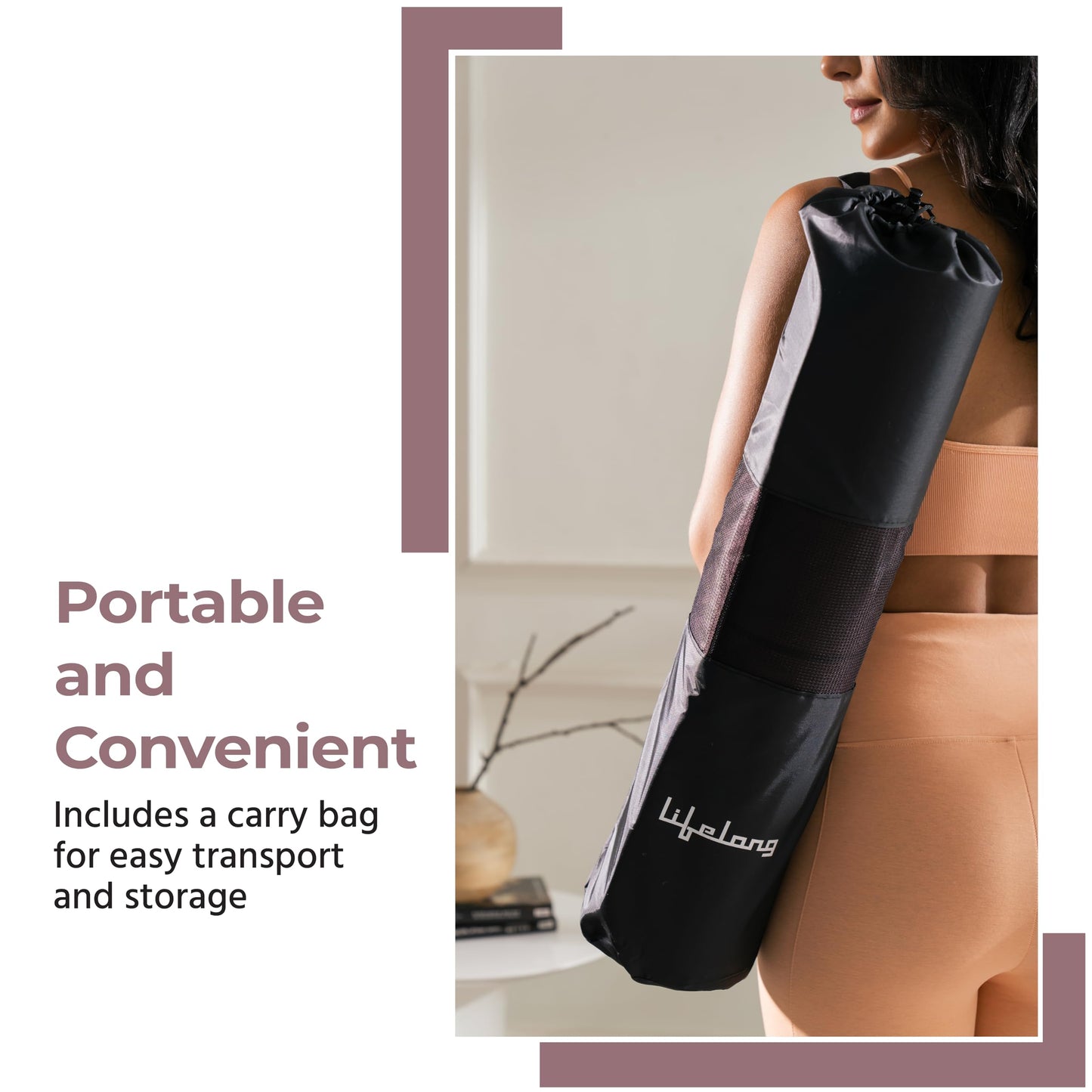 Yoga Mat for Men & Women | 6mm Thick TPE | Lightweight & Portable