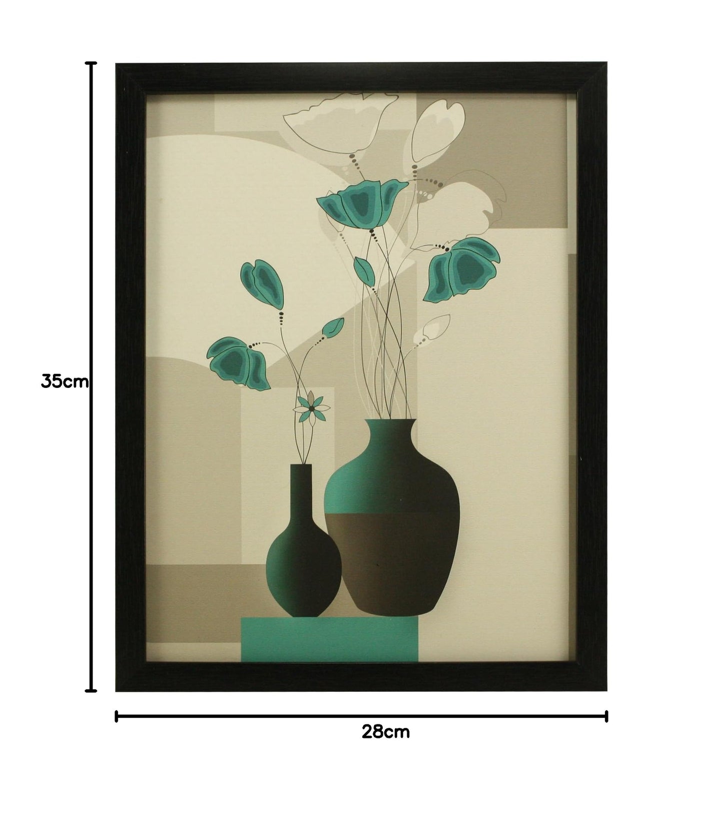Floral Canvas Paintings Set of 3 - Black Frame - 5.2 x 12.5, 9.5 x 12.5 Inches
