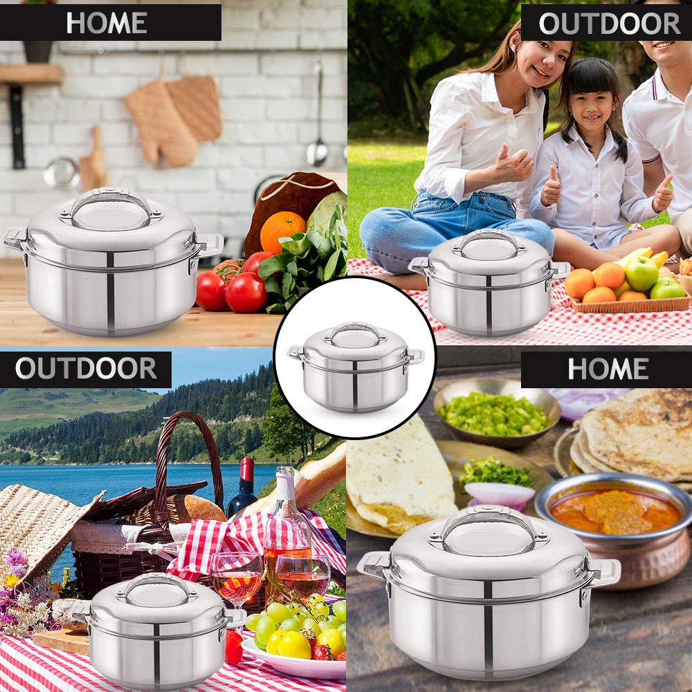 CELLO Maxima Insulated Casserole Hot Pot For Kitchen 1350ml, Silver