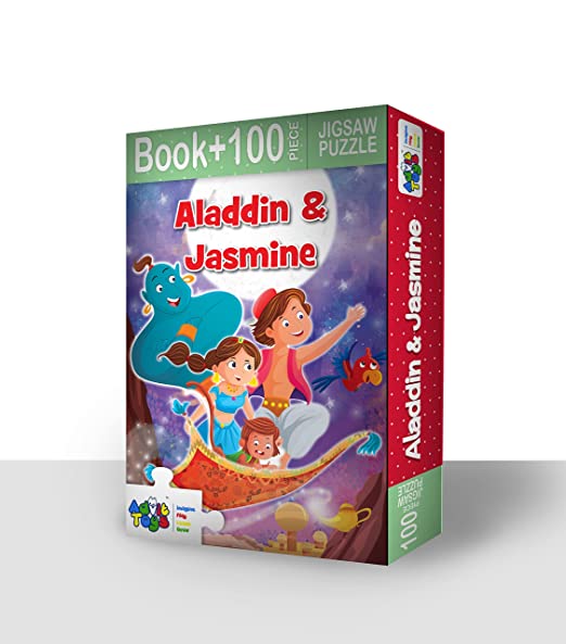 Advit Toys Aladdin & Jasmine Jigsaw Puzzle/Kids Having Fun with This Puzzle and Brain Boost with Solve it | Story Theme Puzzle for Kids & Toddlers 4+ Years (100 Pieces + 32 Page Book)