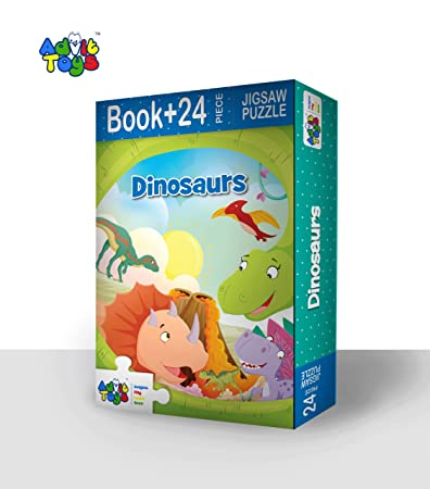 Advit Toys - Dinosaurs Jigsaw Puzzle | Dinosaur Learning Puzzle for Kids & Toddlers 2+ Years (24 Pieces + Educational Fun Fact Book)