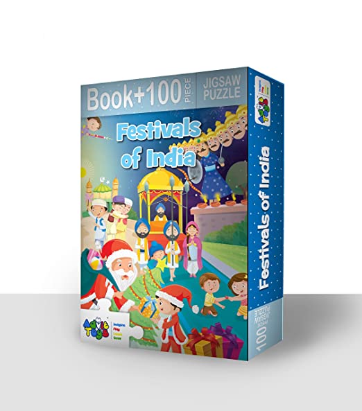 Advit Toys Festivals of India Jigsaw Puzzle for Kids 3-4 Years with Fun Encouraged Kids to Play Games - (100 Pieces + 32 Page Book)