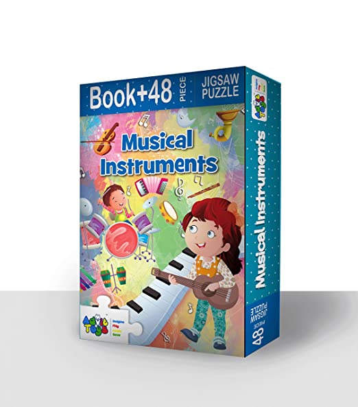 Advit Toys Musical Instruments Jigsaw Puzzle for Kids Brain Washed to Set This Puzzle/Encouraged Your Kids | Educational Music Puzzle to Improve Focus & Learning Skills (48 Pieces + 24 Page Book)