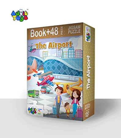 Advit Toys - The Airport Jigsaw Puzzle | Educational Airport Puzzle for Kids Learning & Fun (48 Pieces + Educational Fun Fact Book Inside)