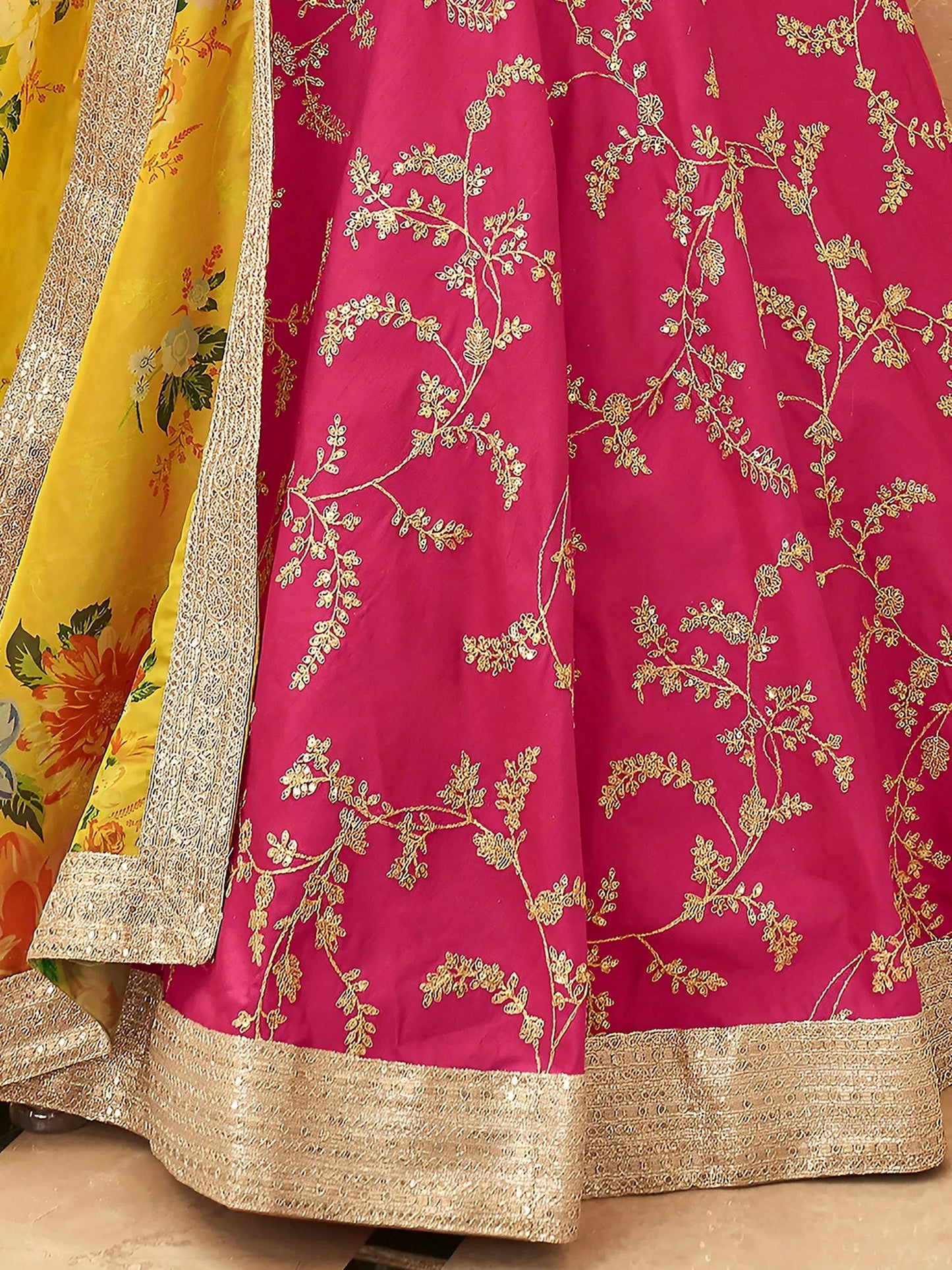 Tulsi Art Fascinating Pink Sequins Work Art Silk Lehenga Choli With Dupatta
