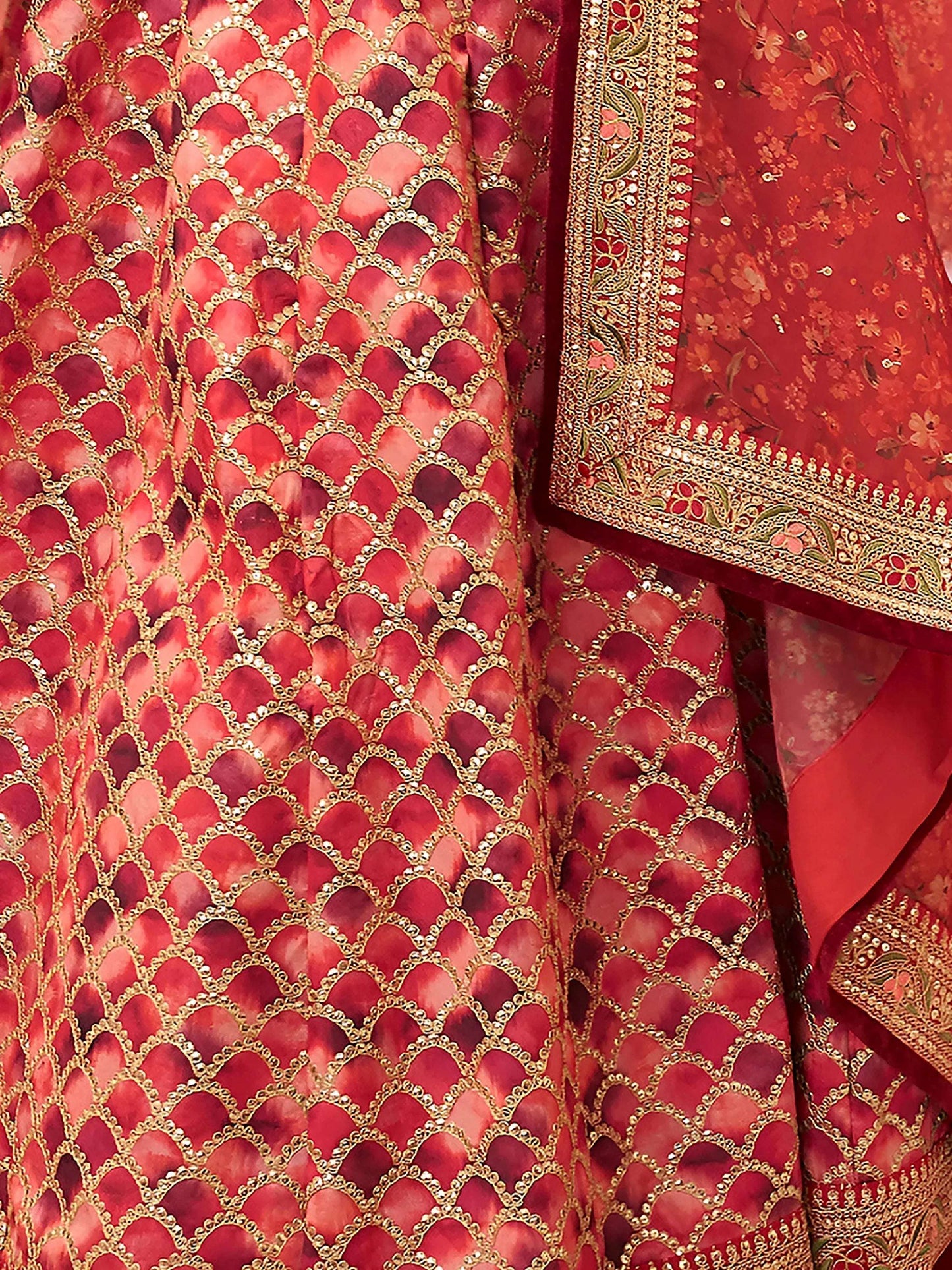 Tulsi Art Astonishing Red Embroidered Art Silk Bridesmaid Lehenga Choli