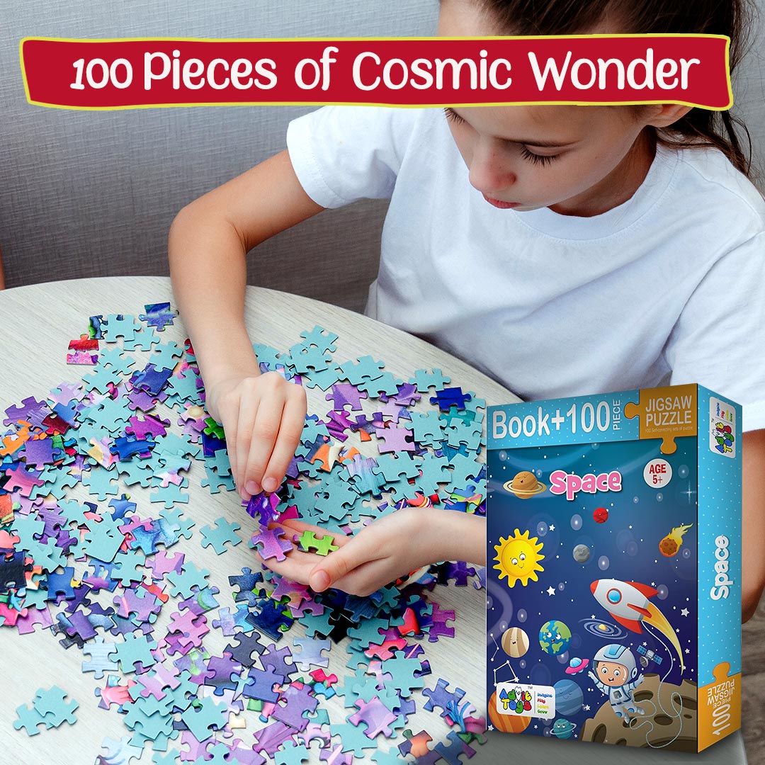 Advit Toys Educational Space Jigsaw Puzzle Game for Kids, Girls & Boys Fun and Learn | Educational Space Puzzle for Learning & Skill Development (100 Pieces + Book Inside)