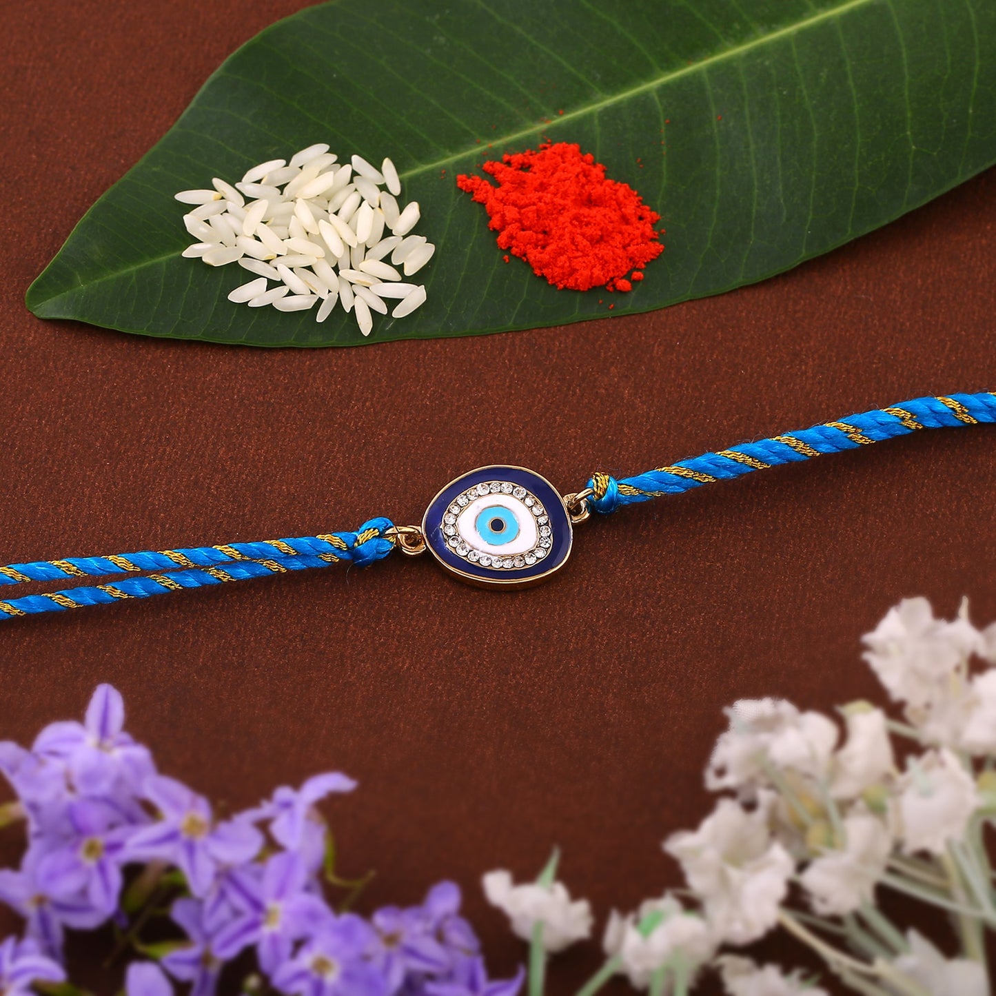 Gold Evil Eye Crystal Rakhi