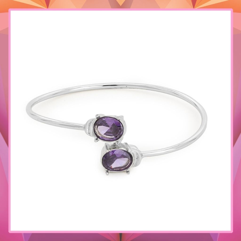 Estele Silver Colour With Purple Stone Bracelets for women