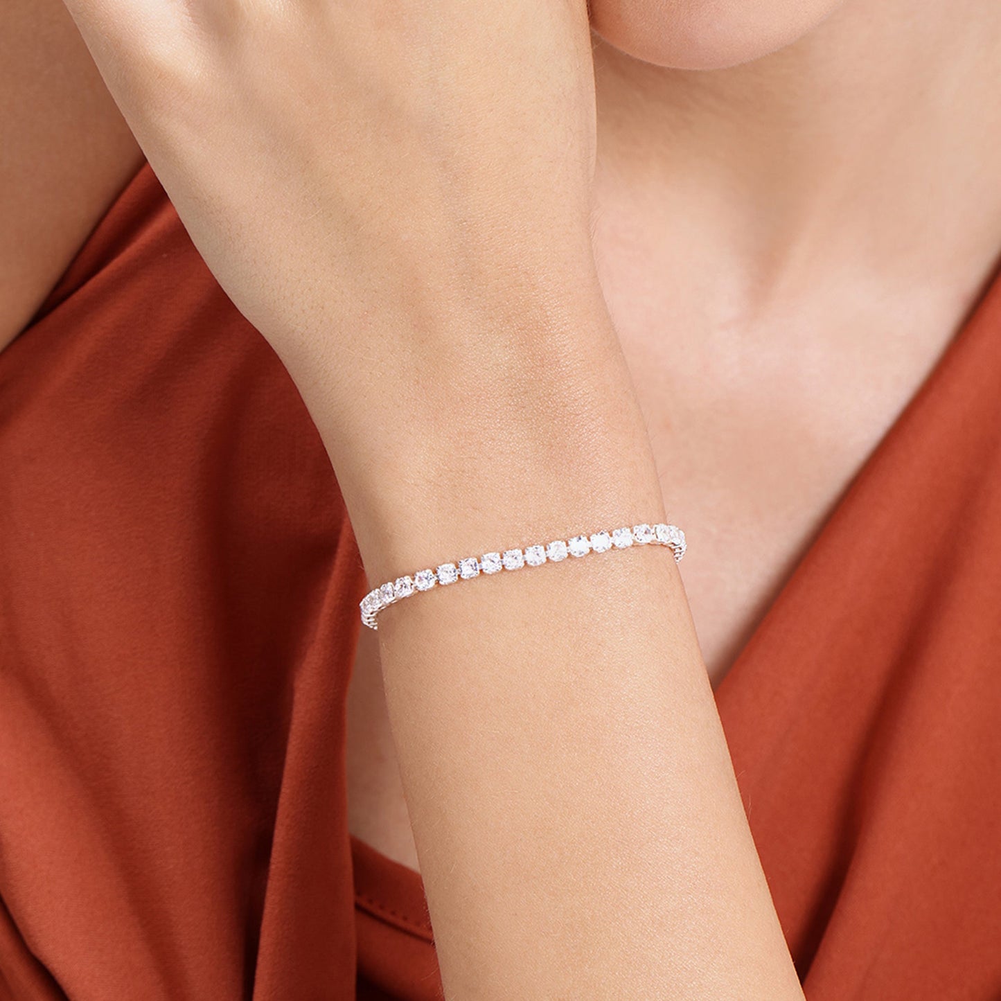 Zara White Crystal Square Bracelet
