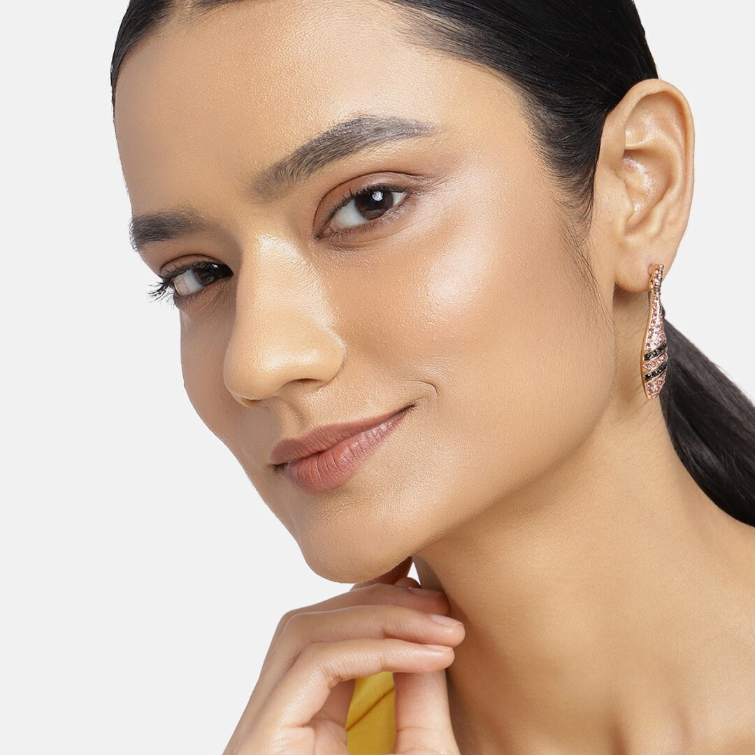 Estele two colour stone studded stylish earrings for women