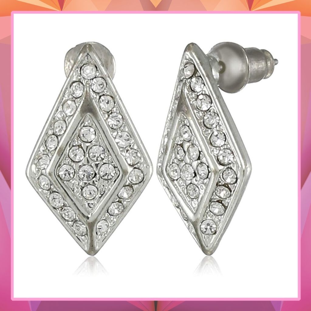 Estele Rhodium diamond Stud Earrings for women