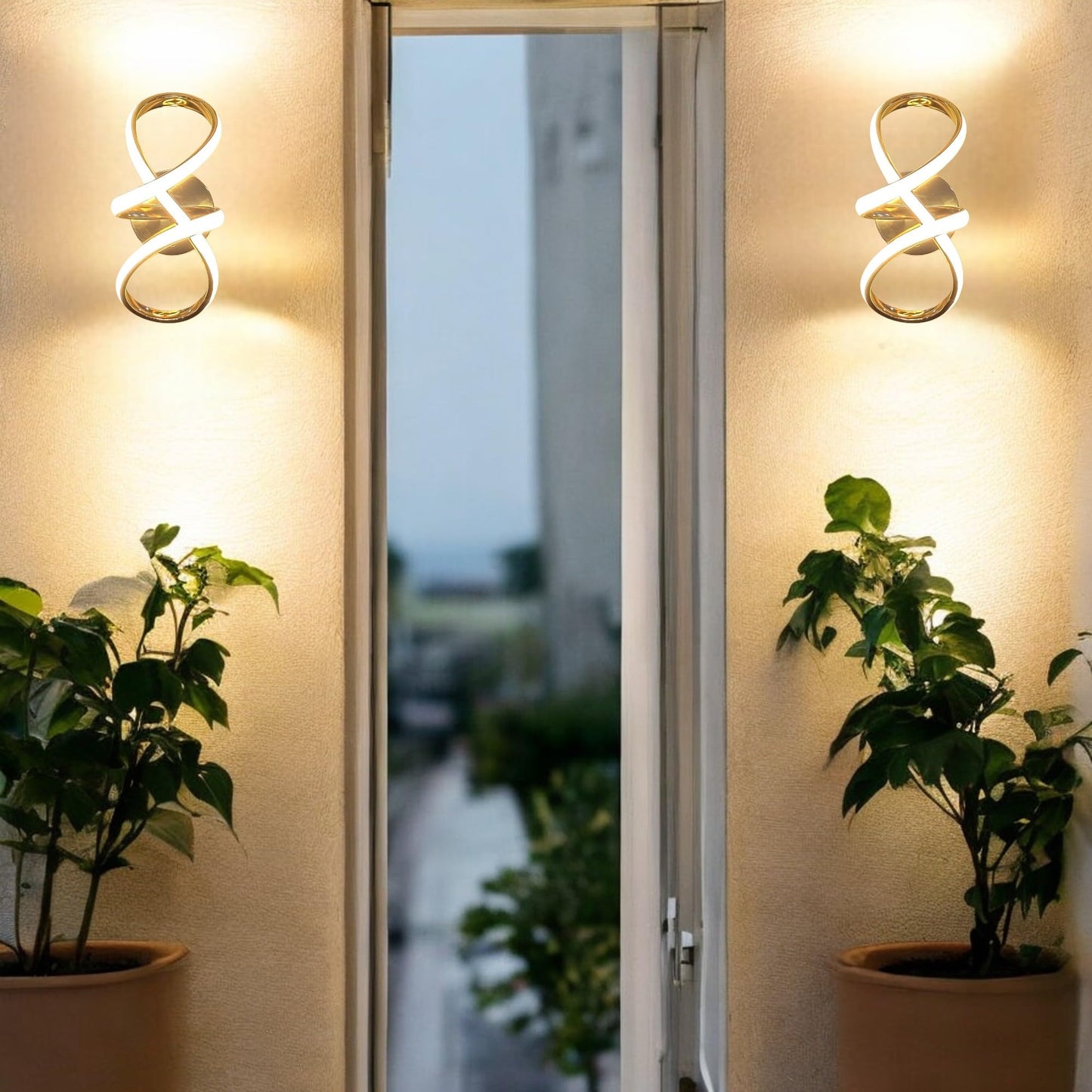 LED Wall Light with 3 Adjustable Colors, Gold Finish, 12 cm & 19 cm, Modern Design