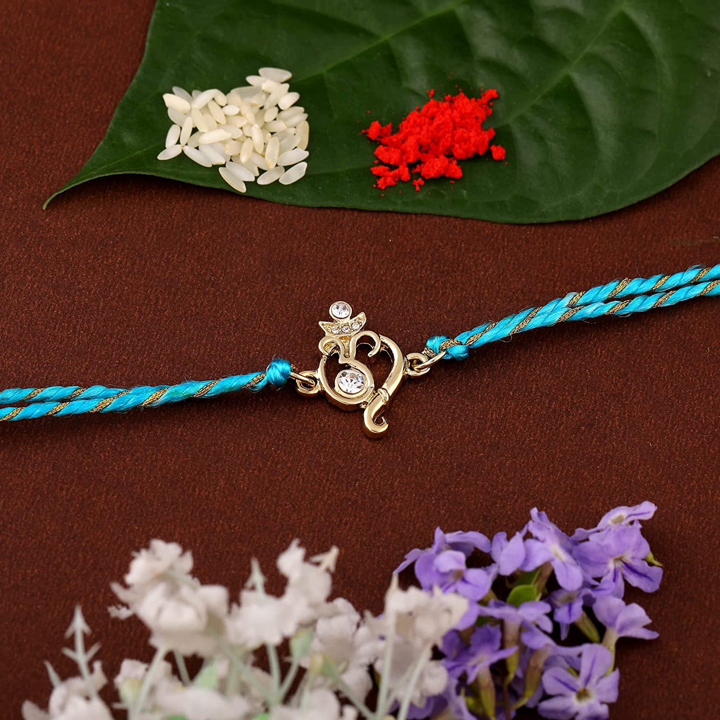 Ganesha Designer Rakhi Blue Thread Rakhi