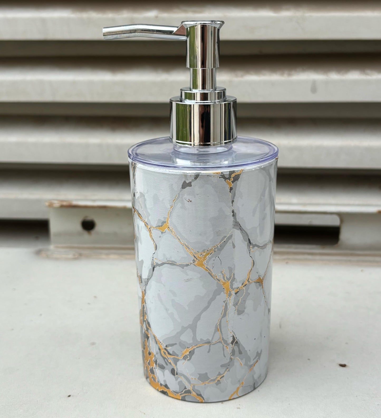 Liquid Soap Dispenser 350ml Marble White Easy Clean Refillable Kitchen Bathroom
