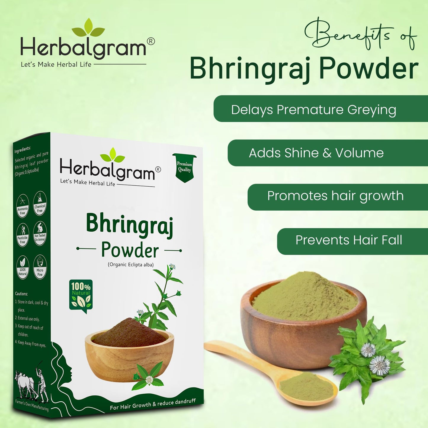Natural Amla Reetha Shikakai Bhringraj Hibiscus Powder 500g for Hair Care - Pack of 5