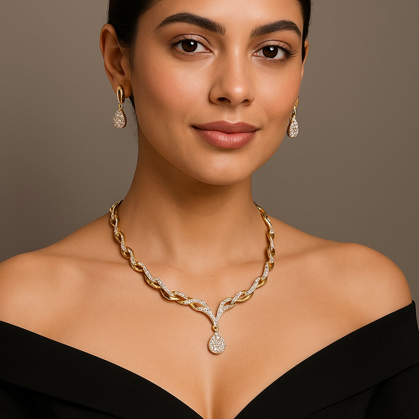 Gold Rhodium Valentine Necklace Set