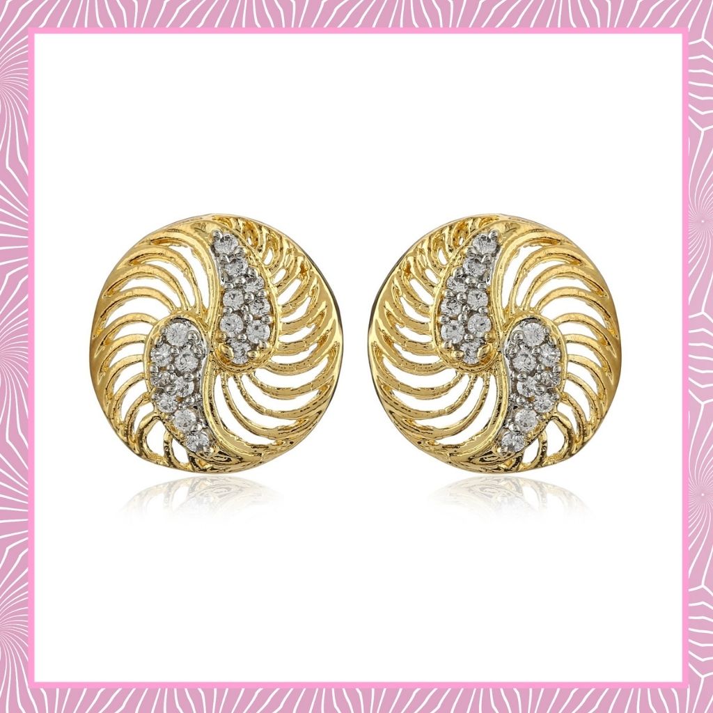 Gold And Silver Tone Plated AD Stone Earring For Women