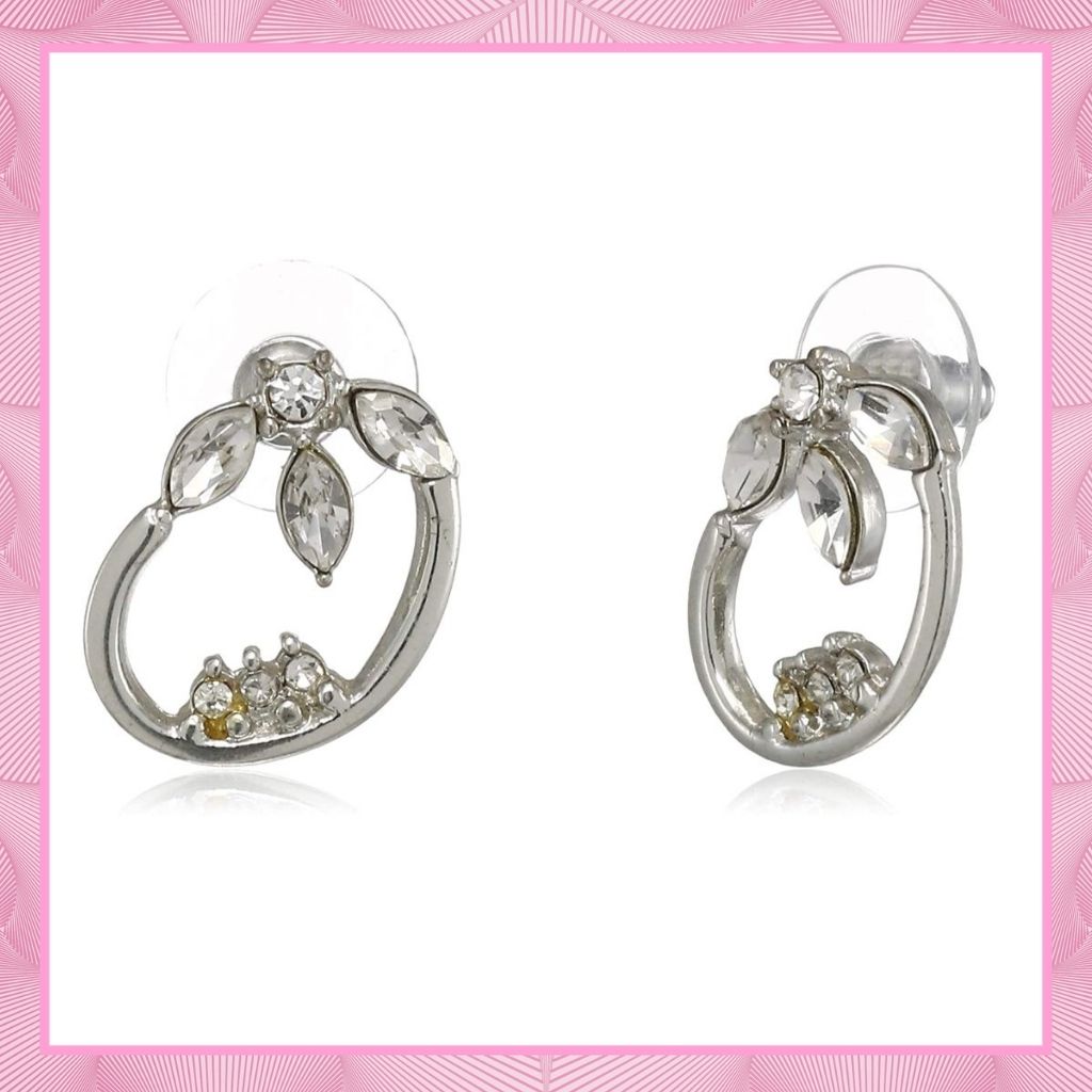 Estele Rhodium plated Sprouting Bud Stud Earrings for women