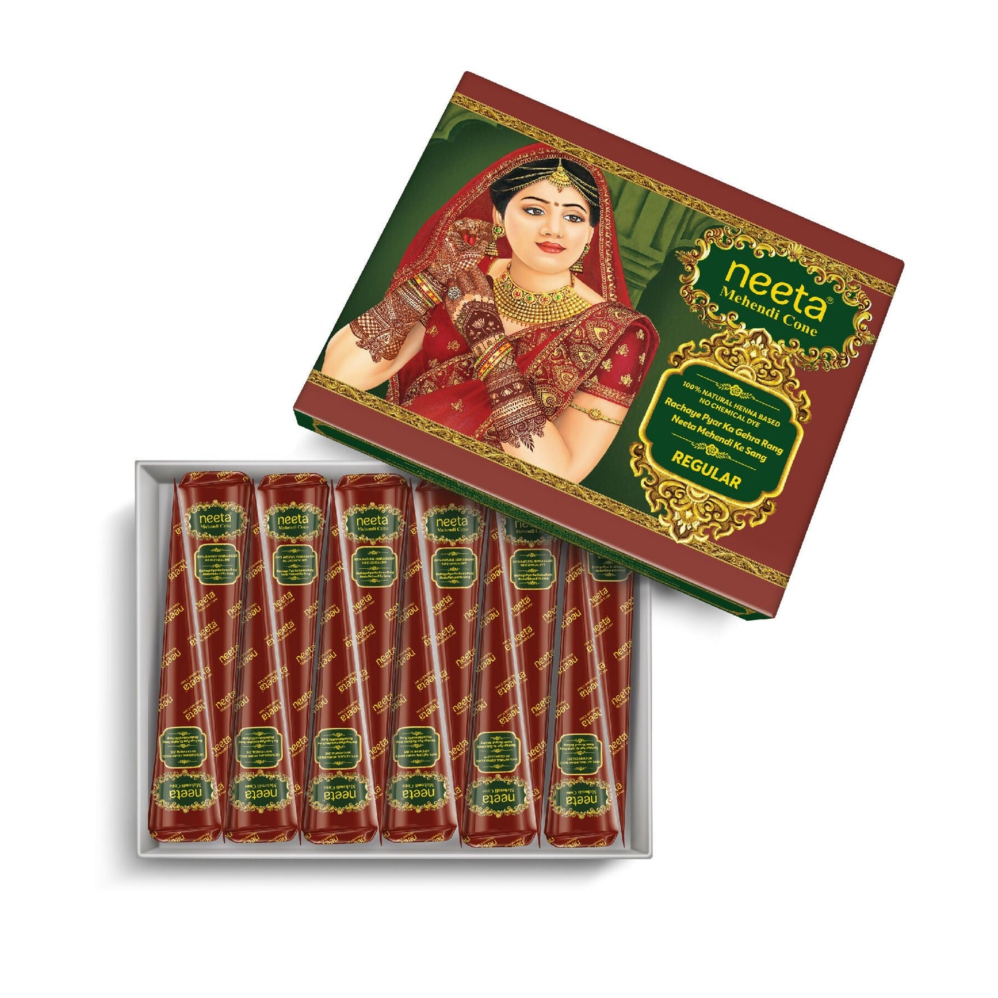 Neeta Mehendi Cone For Hand Design 12 Henna Cones Reddish Brown