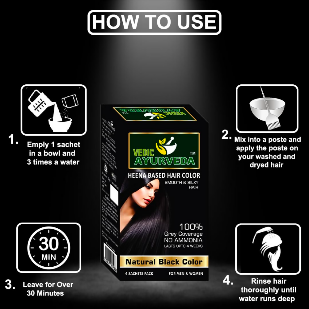 VedicAyurveda Henna Based Hair Colour, Natural Black and Chestnut Brown
