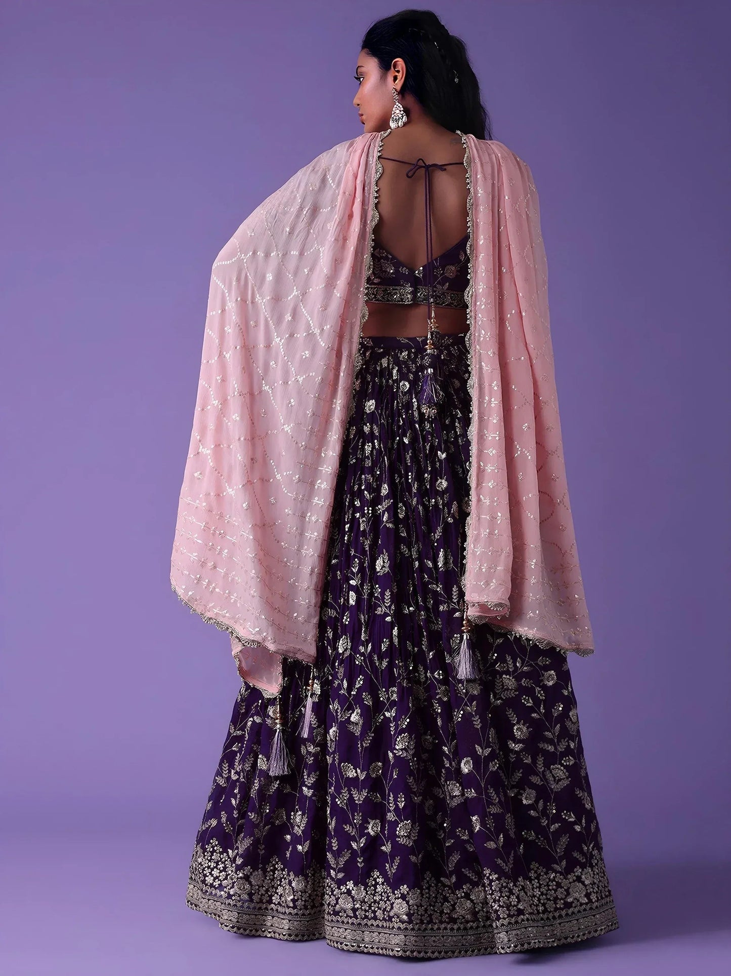 Tulsi Art Precious Purple Zari Embroidered Georgette Lehenga Choli With Dupatta