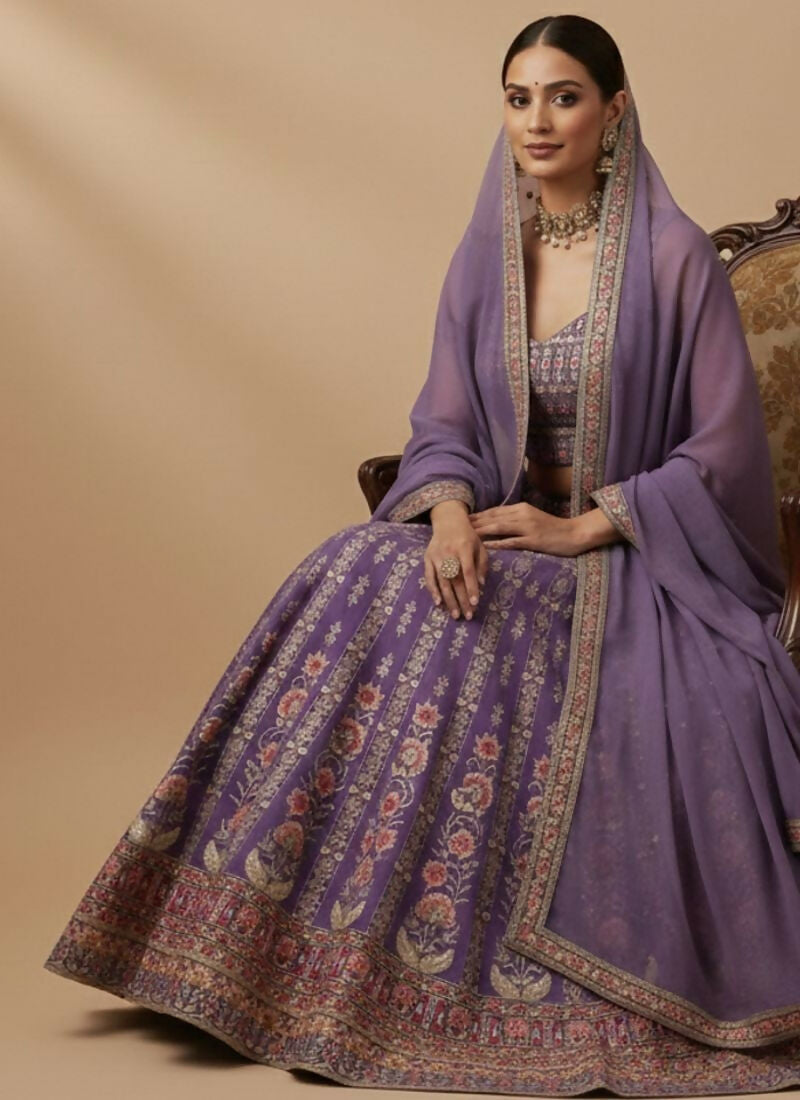 Lehenga Mart Lavender Faux Georgette Designer Bollywood Style Wedding Wear Lehenga Choli