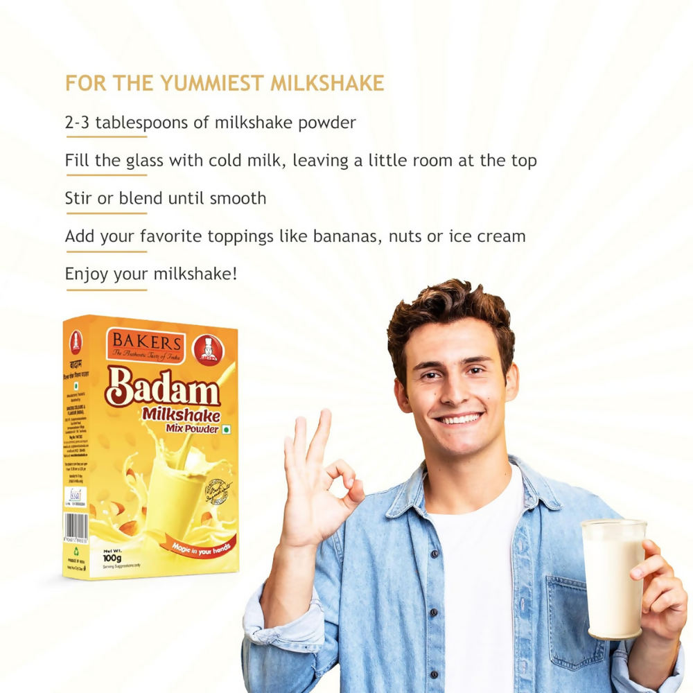 BAKERS Milk Shake Mix Powder - Badam Flavor