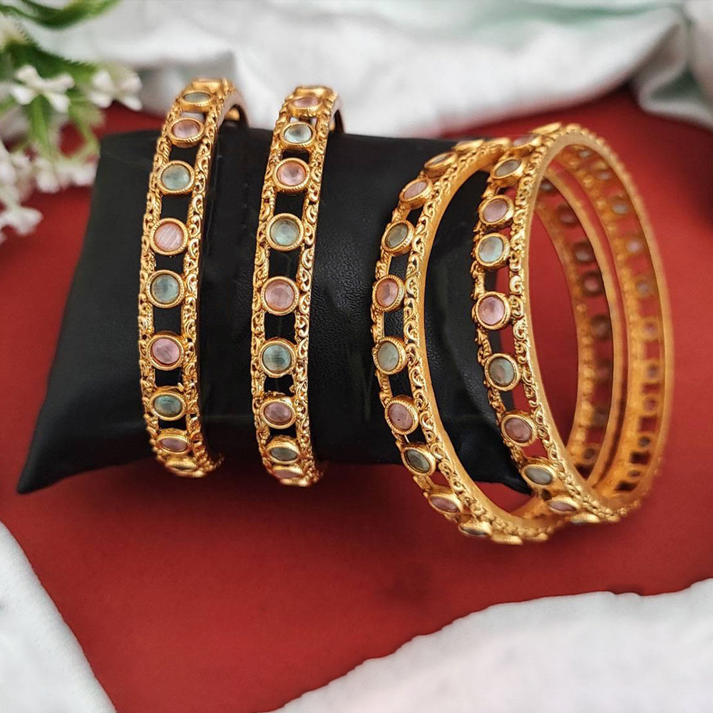 JS Fashion Rajwadi Polish Fancy Design Antique 4 Pc Bangles Set