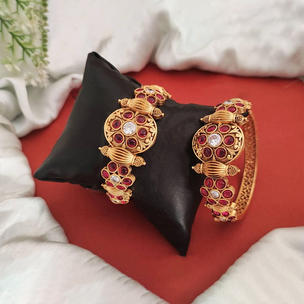 JS Fashion Fancy Style Rajwadi Polish Beautiful Party Wear Antique Bangle Set Of 2