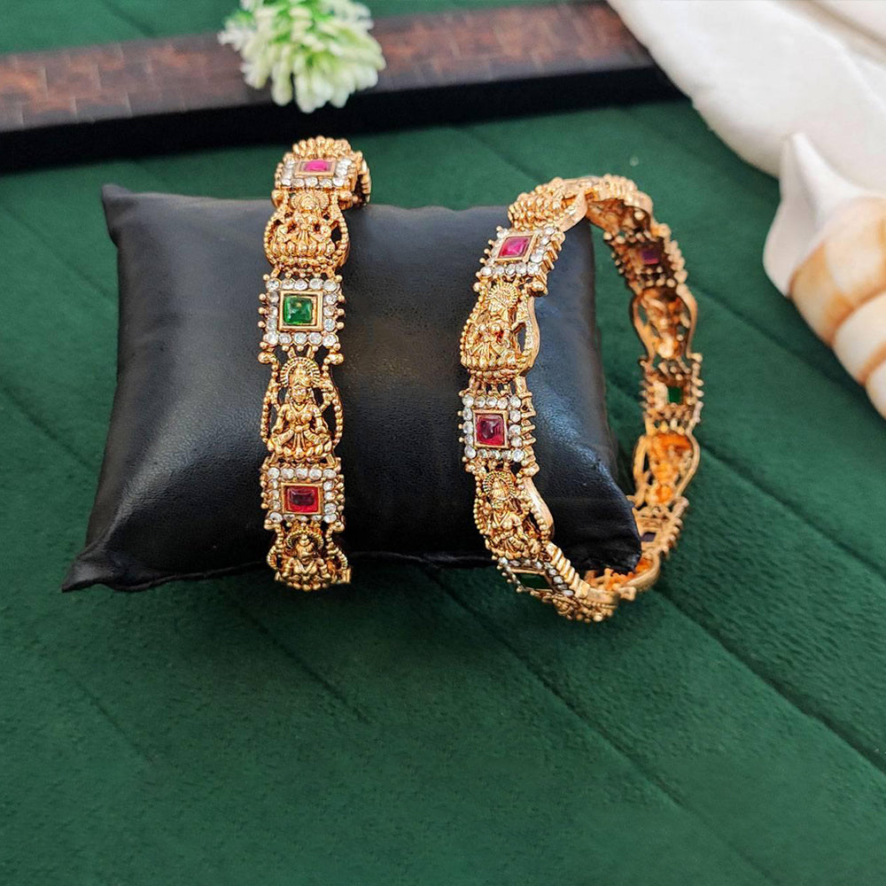 JS Fashion Temple Design Gold Bangles With Lakshmi Motif