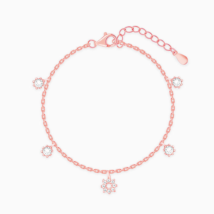 Rose Gold Flower Charm Bracelet