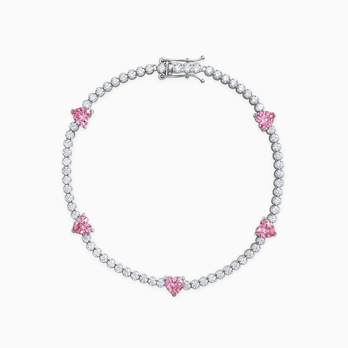 Silver Pink Halo Bracelet