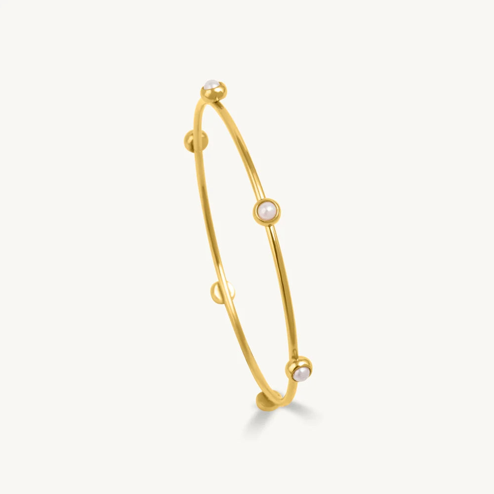 Sleek Pearl Accent Bangle Bracelet
