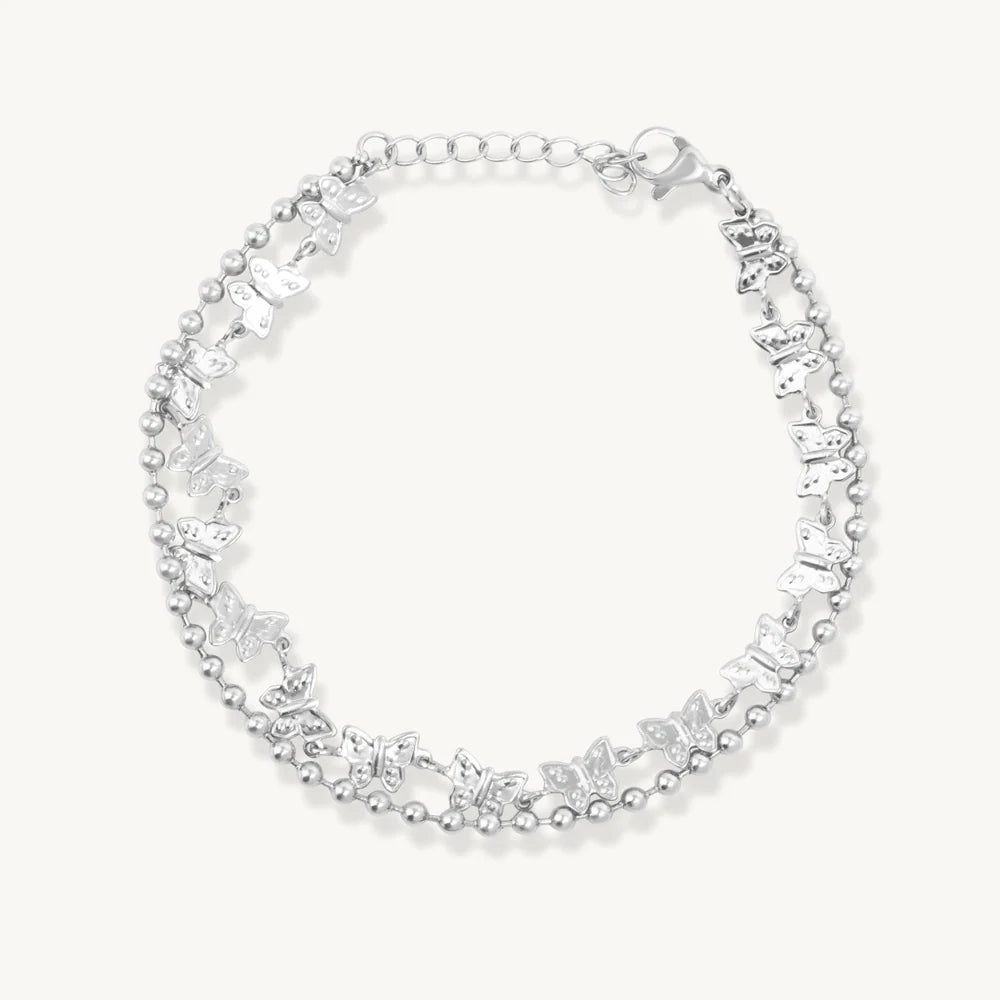 Delicate Butterfly Bead Layer Bracelet