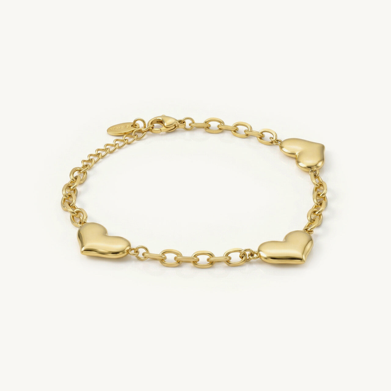 Solid Heart Link Chain Bracelet