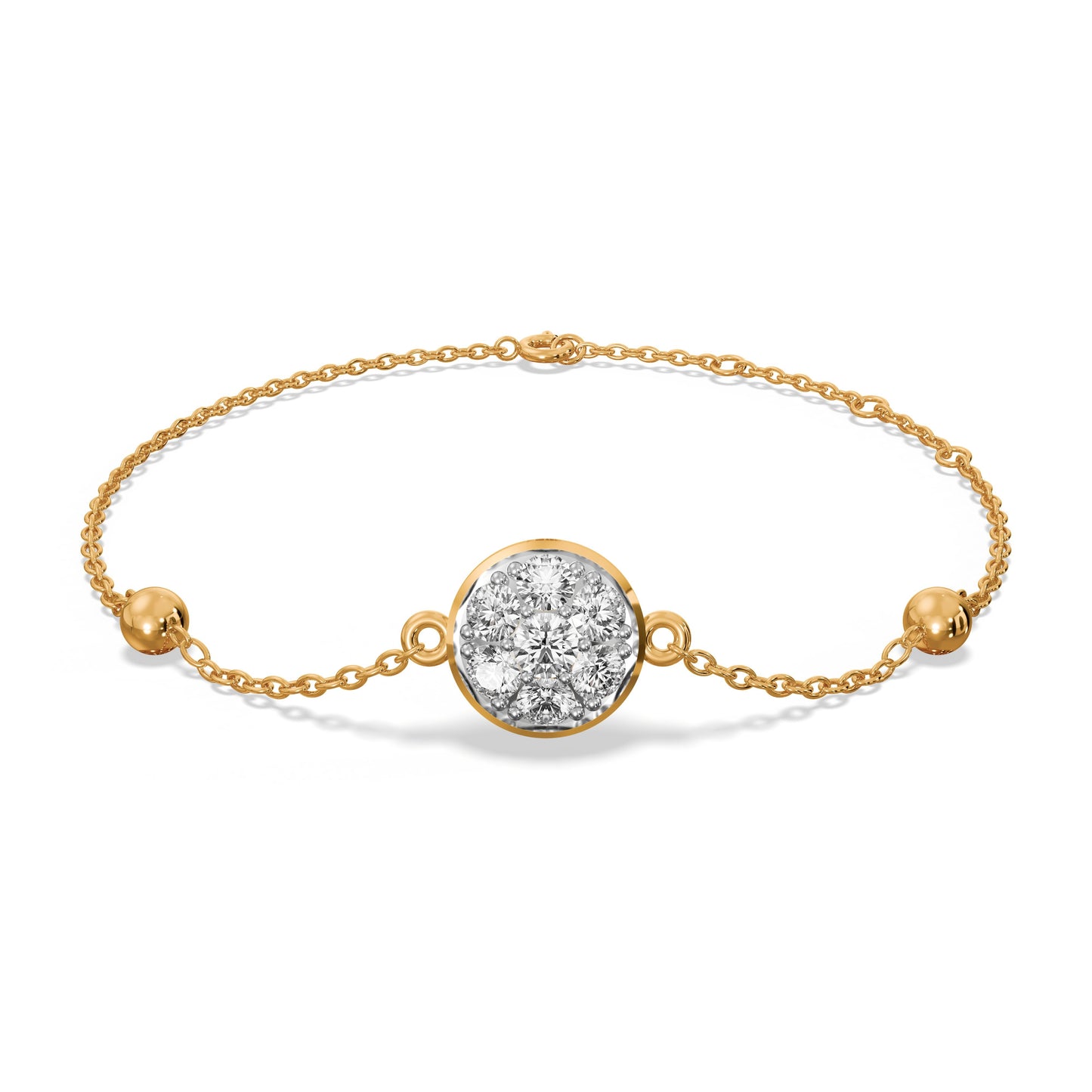 Round Charm 9KT Gold Laboratory Grown Diamond Bracelet