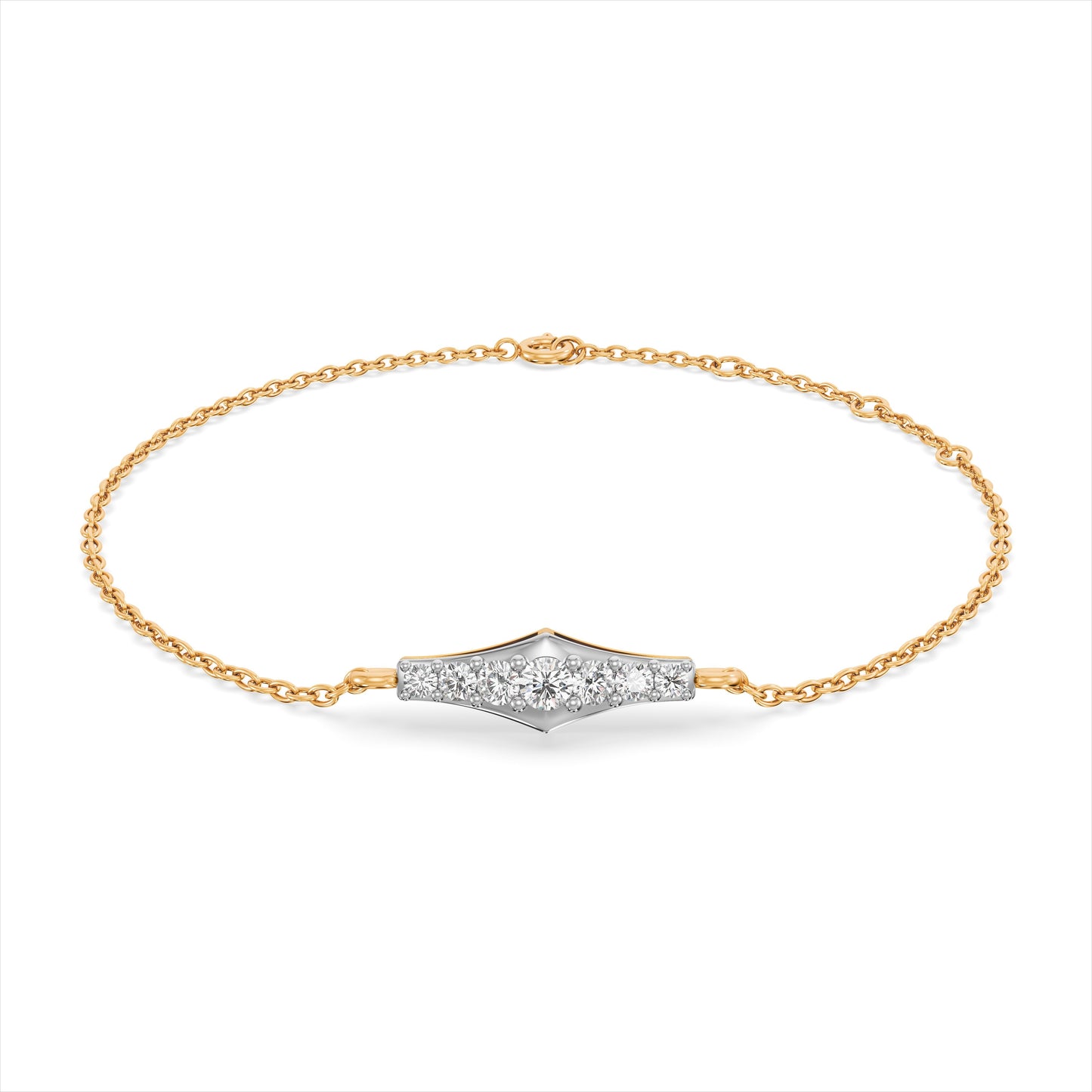Modern Linear 9KT Gold Laboratory Grown Diamond Bracelet