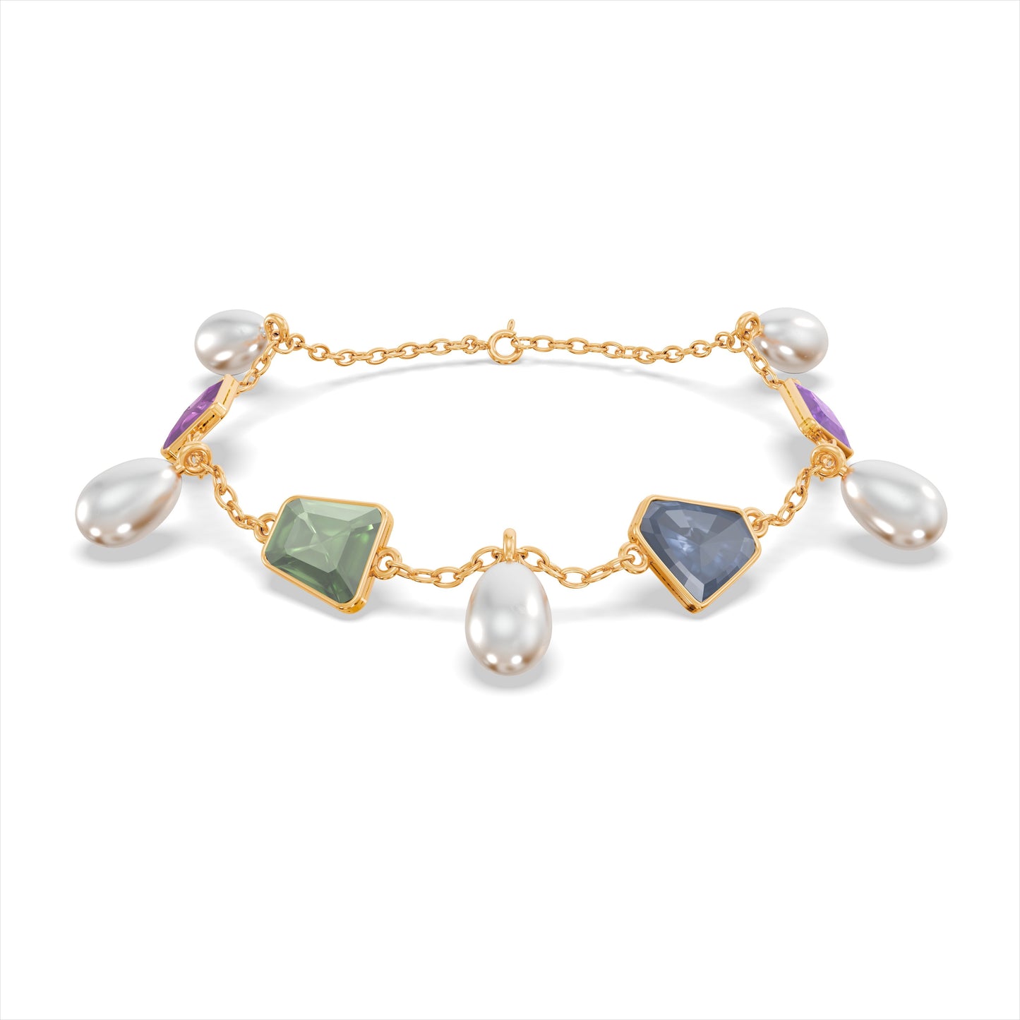 Midnight Sapphire & Pearl 9KT Gold Bracelet