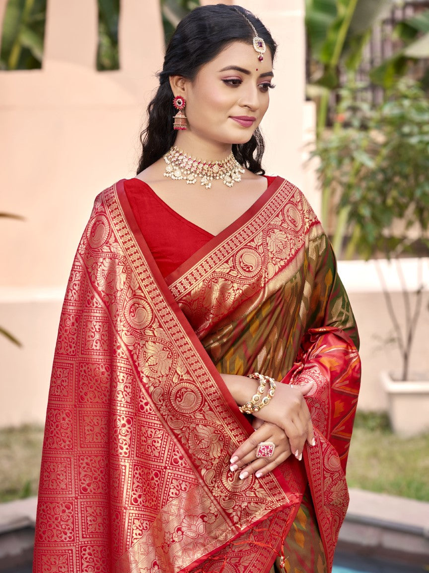 Anaita Brown Silk Saree With Blouse Piece