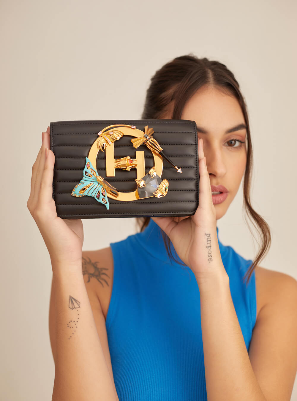 The O.H. V Noir Quilted Handbag