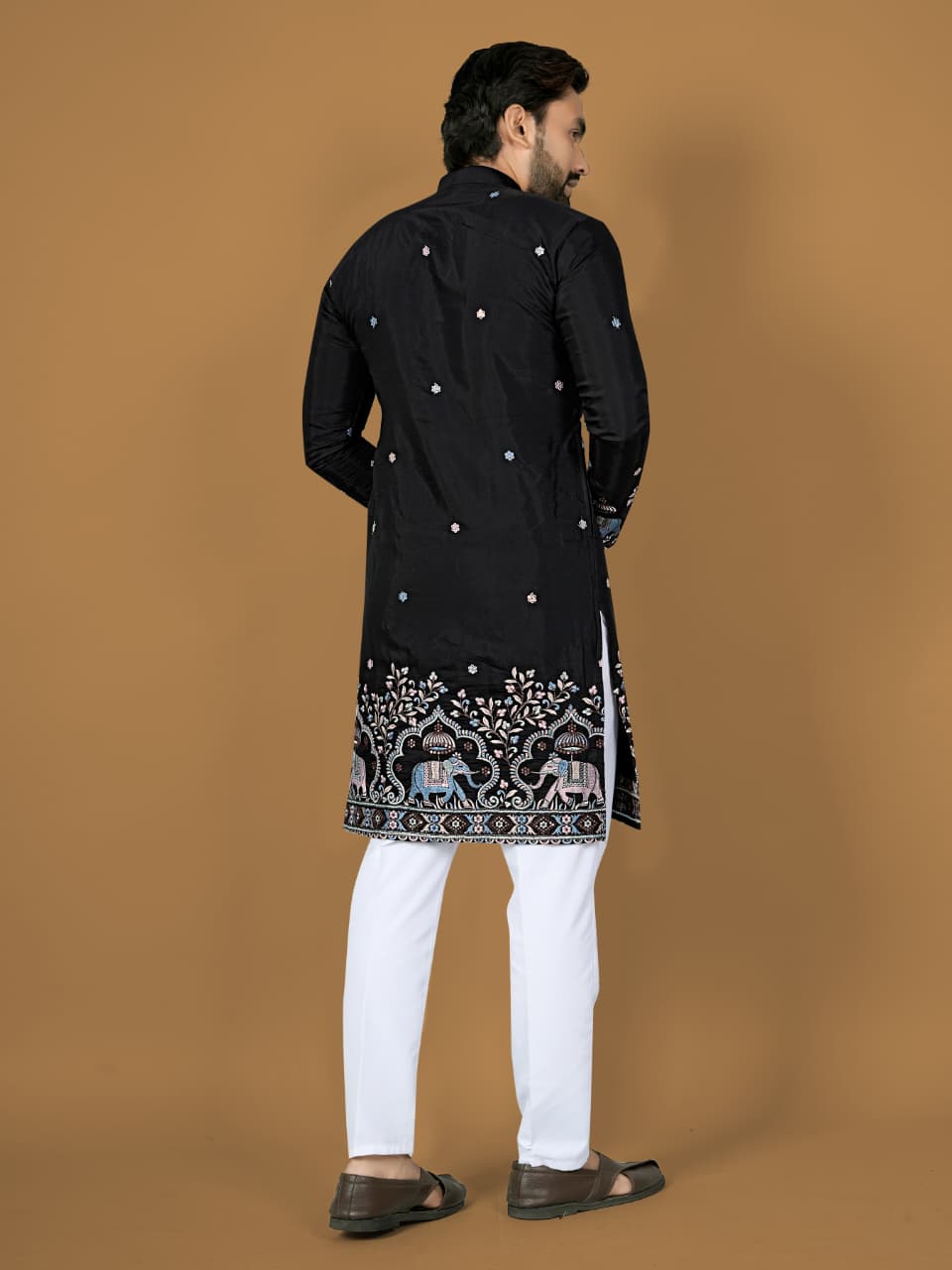 Anaita Black Embroidery Silk Straight Kurta